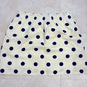 White and navy blue polka dot skirt